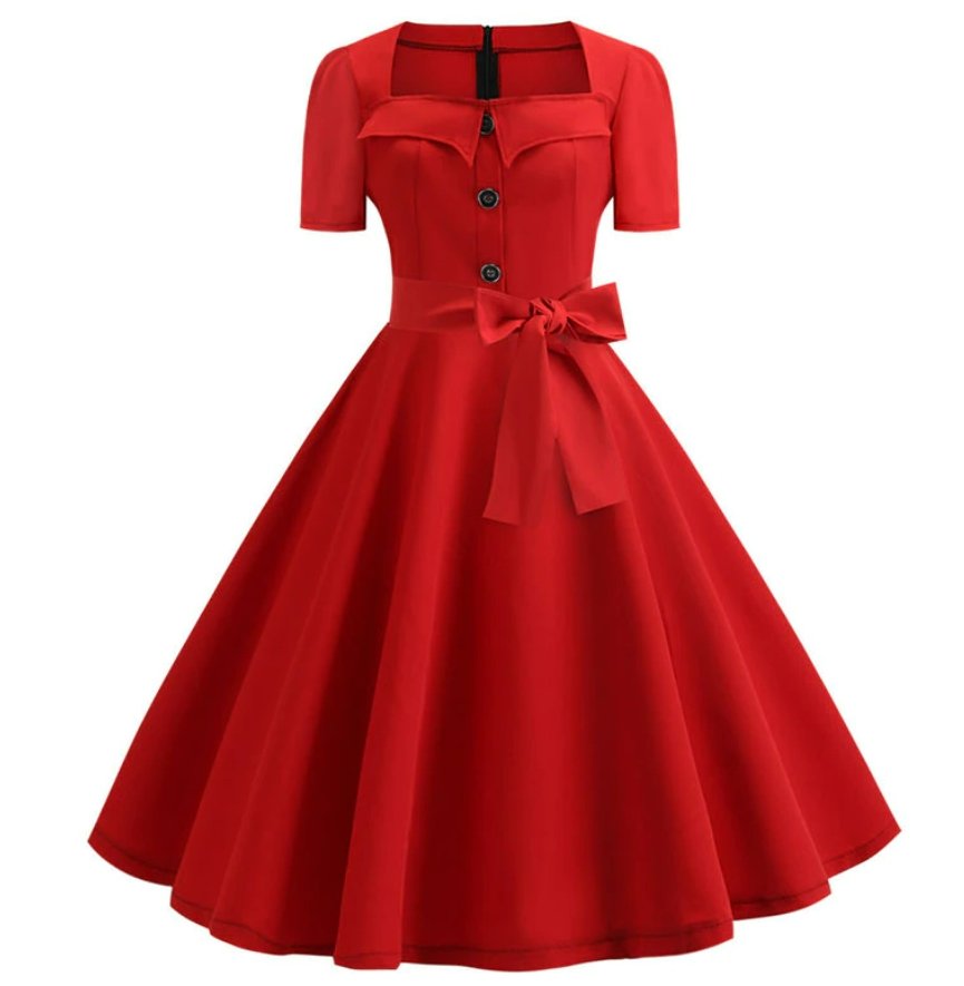 Vestido Vintage Anos 50 Vermelho