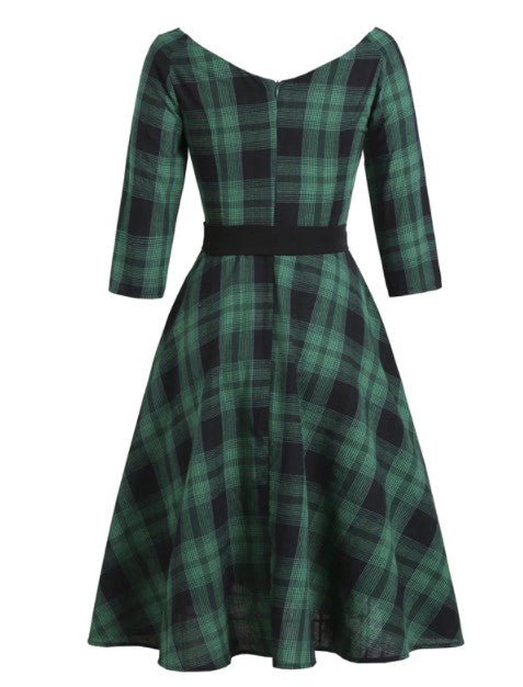 Vestido Tartan Vintage Dos Anos 50