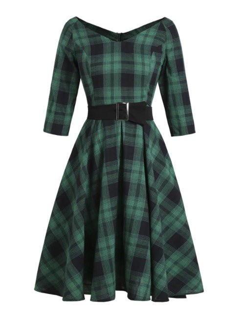 Vestido Tartan Vintage Dos Anos 50