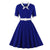 Vestido Vintage Outono Azul Branco