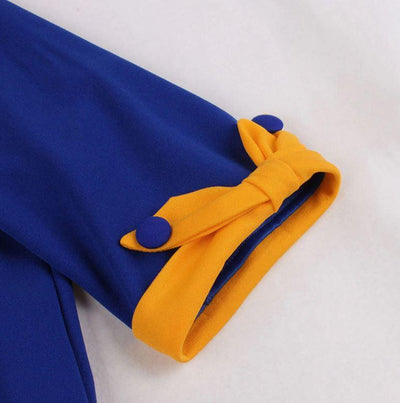 Vestido Vintage Outono Amarelo Azul