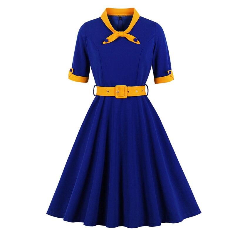 Vestido Vintage Outono Amarelo Azul