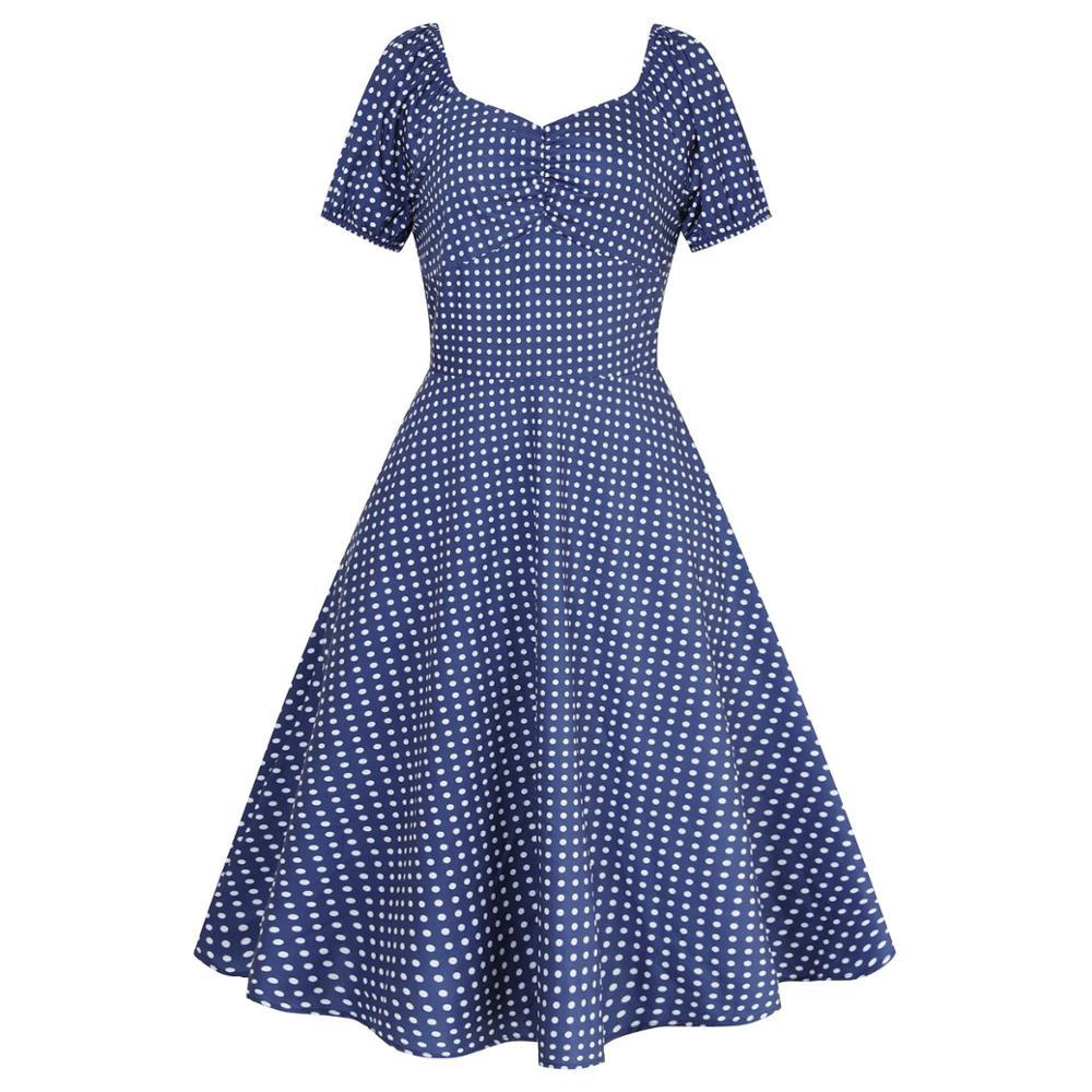 Vestido Anos 50 Azul Real