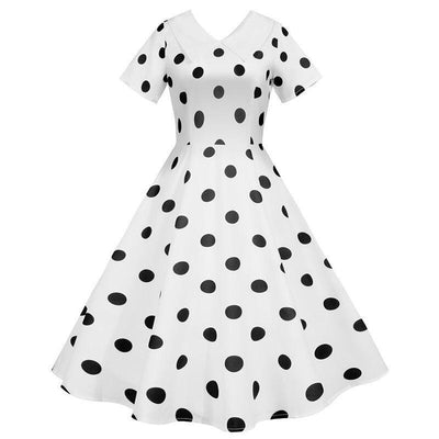 Vestido Vintage Branco Com Bolinhas Pretas