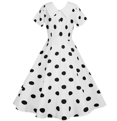 Vestido Vintage Branco Com Bolinhas Pretas