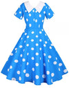 Vestido Vintage Azul Com Bolinhas Brancas