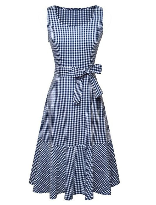 Vestido Xadrez Azul Vintage