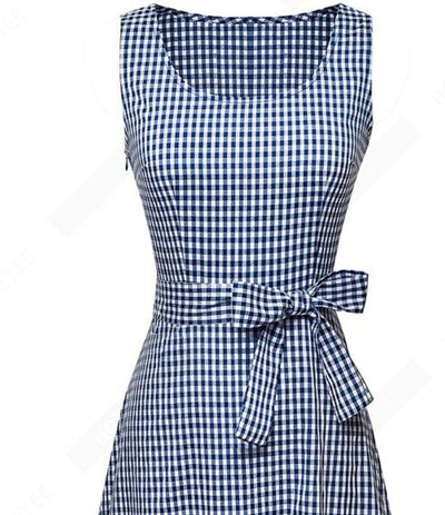 Vestido Xadrez Azul Vintage
