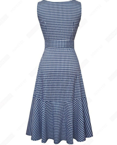 Vestido Xadrez Azul Vintage