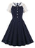 Vestido Vintage Azul Com Gola De Renda