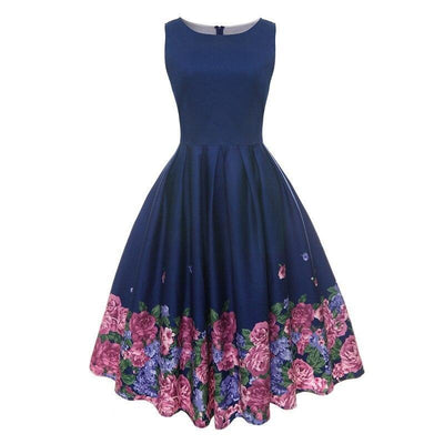 Vestido Plissado Azul Vintage
