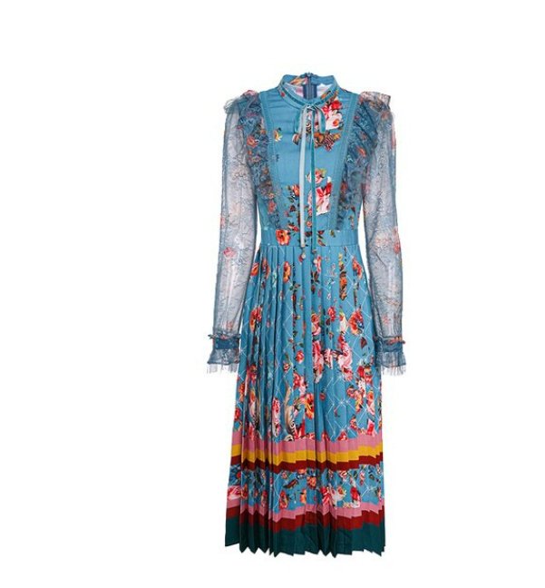 Vestido Vintage Azul Porcelana