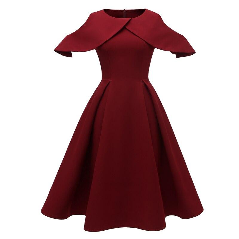 Vestido Vintage Com Gola Plissada Bordô