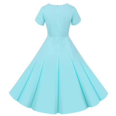 Botões Vintage Vestido Azul