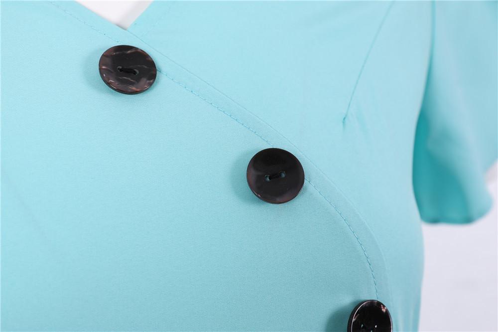 Botões Vintage Vestido Azul