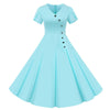 Botões Vintage Vestido Azul