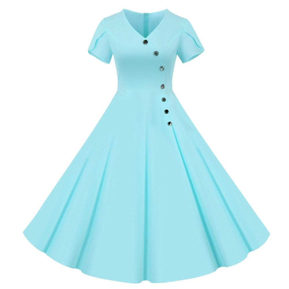 Botões Vintage Vestido Azul