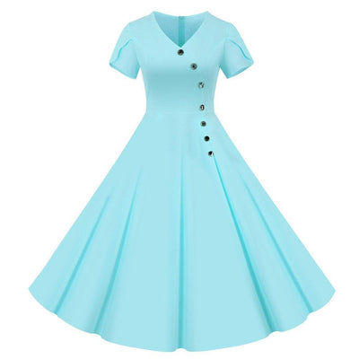 Botões Vintage Vestido Azul