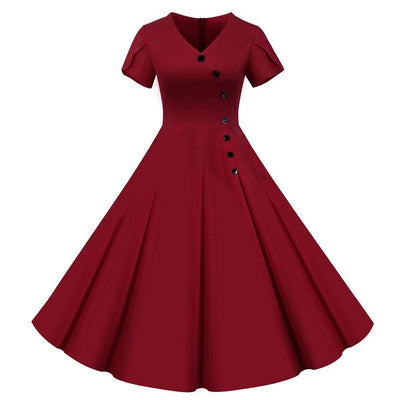 Vestido Vintage Botões Borgonha