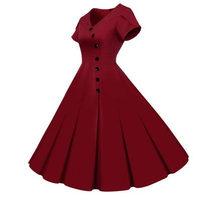 Vestido Vintage Botões Borgonha