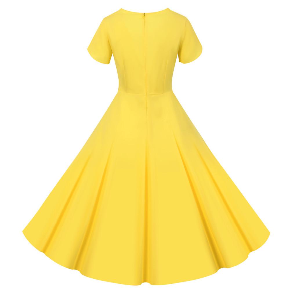 Botões Vintage Vestido Amarelo