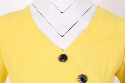 Botões Vintage Vestido Amarelo