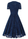 Vestido Vintage Bordado Azul Marinho