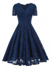 Vestido Vintage Bordado Azul Marinho