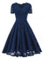 Vestido Vintage Bordado Azul Marinho