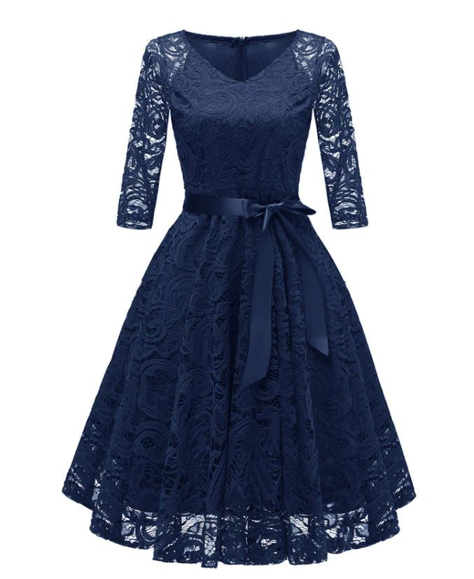 Vestido Vintage Bordado Azul