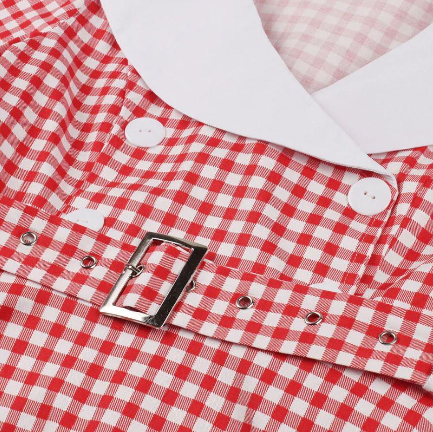 Vestido Vintage Xadrez Vermelho