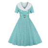 Vestido Vintage Xadrez Turquesa