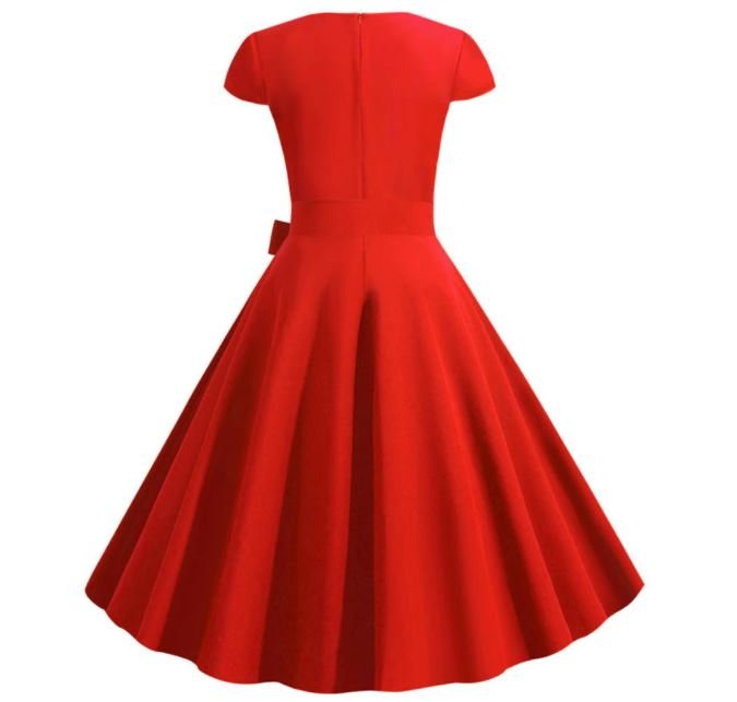 Vestido Vintage Cinto Vermelho