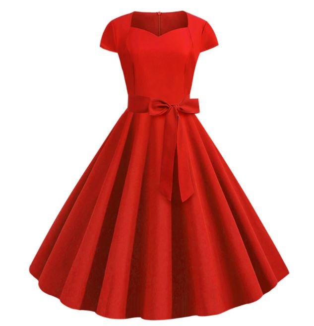 Vestido Vintage Cinto Vermelho