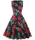 Vestido Vintage Chique Retrô Azul Marinho Flores