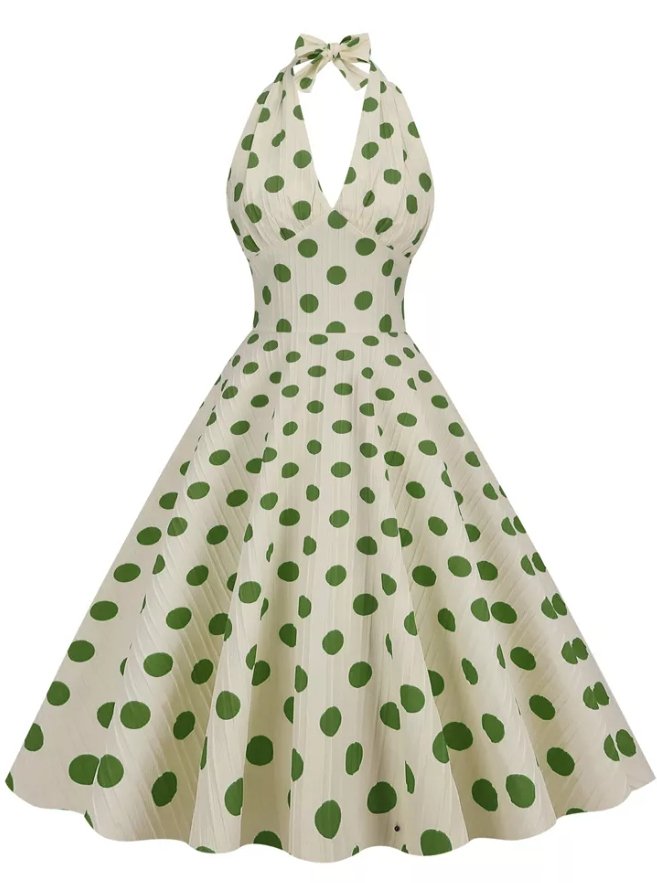 Vestido Vintage Chique Retrô De Bolinhas