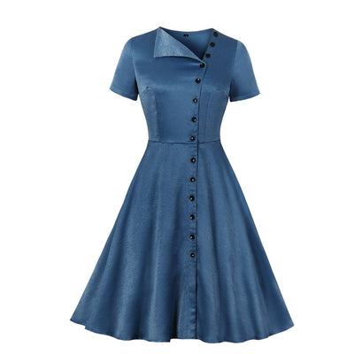 Vestido Vintage Com Gola Canoa