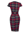 Vestido Vintage Xadrez Com Decote Quadrado