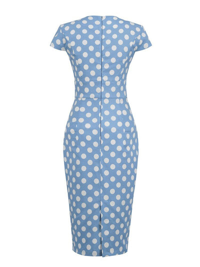 Vestido Vintage De Bolinhas Com Decote Quadrado