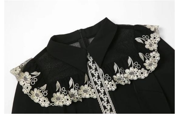 Vestido Vintage Preto Com Gola Peter Pan