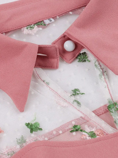 Vestido Vintage Com Gola Peter Pan Rosa