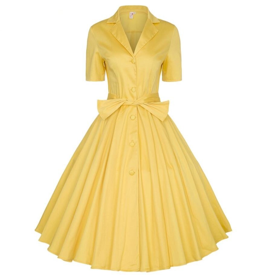 Vestido Vintage Com Gola Chanfrada