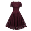 Vestido Vintage De Renda Com Decote Em V Cor De Vinho