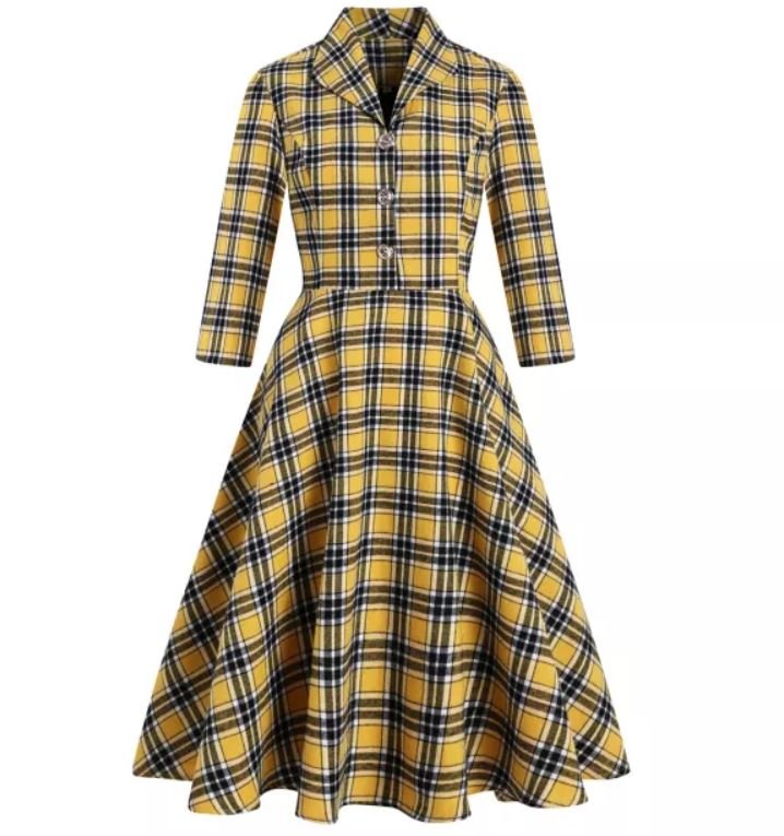 Vestido Vintage De Gola Larga