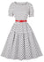 Vestido Vintage De Bolinhas Brancas Com Gola Redonda