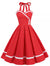 Vestido Vintage De Bolinhas Vermelhas Com Gola Redonda