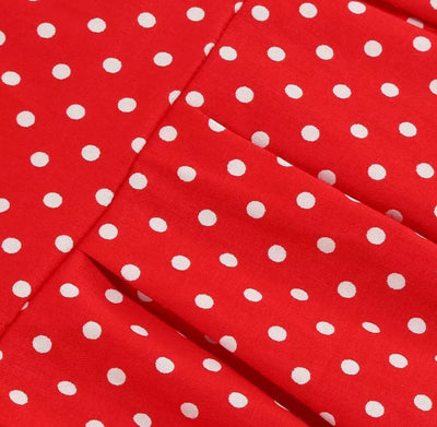 Vestido Vintage De Bolinhas Vermelhas Com Gola Redonda