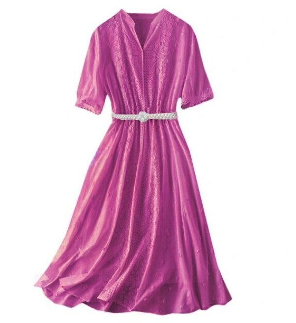 Vestido Vintage Fuschia Com Decote Em V