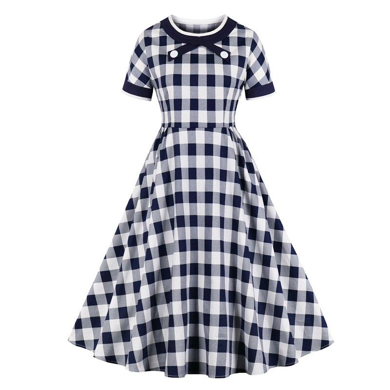 Vestido Vintage Xadrez De Algodão