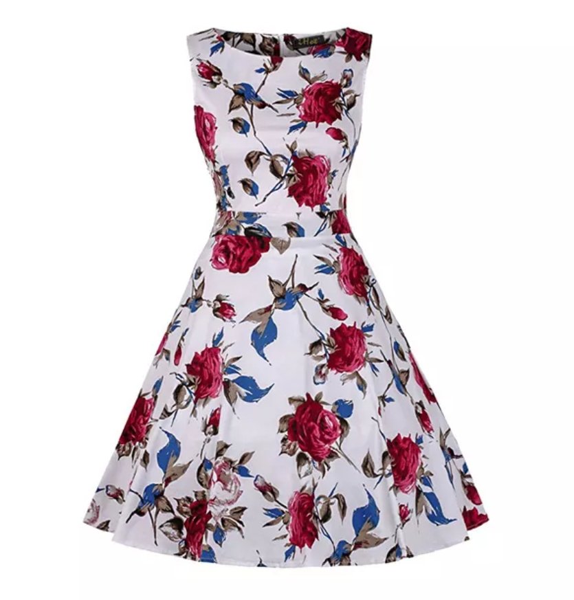 Vestido Vintage Floral De Algodão